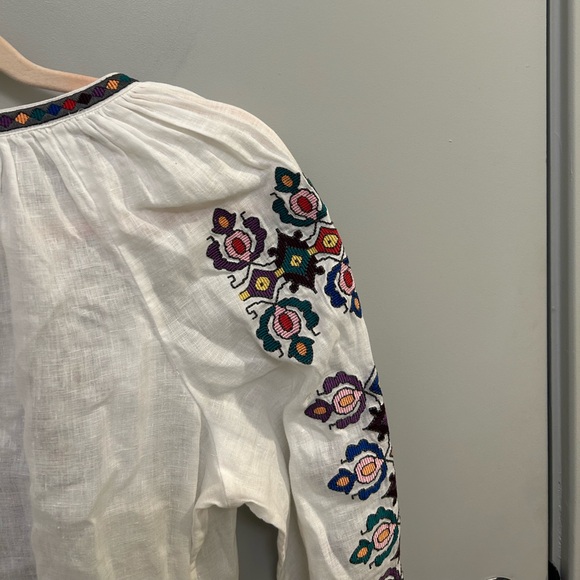 Tory Burch Embroidered Linen Dress Size S/P EUC Boho F0665 - Picture 11 of 11